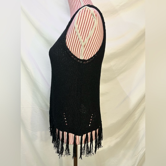 Anthropologie Pepin Black Knit Sleeveless Fringe Top Boho Whimsigoth Indie Sz XS - Picture 7 of 11